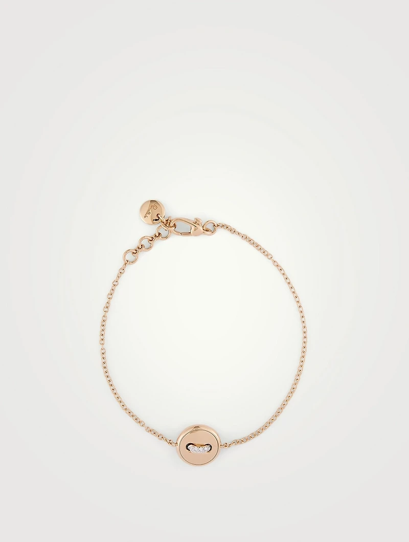 Pom Pom Dot 18K Rose Gold Reversible Bracelet With Turquoise And Diamonds
