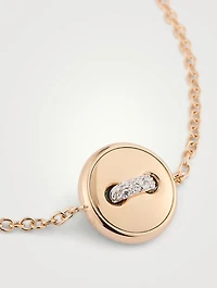 Pom Pom Dot 18K Rose Gold Reversible Bracelet With Turquoise And Diamonds