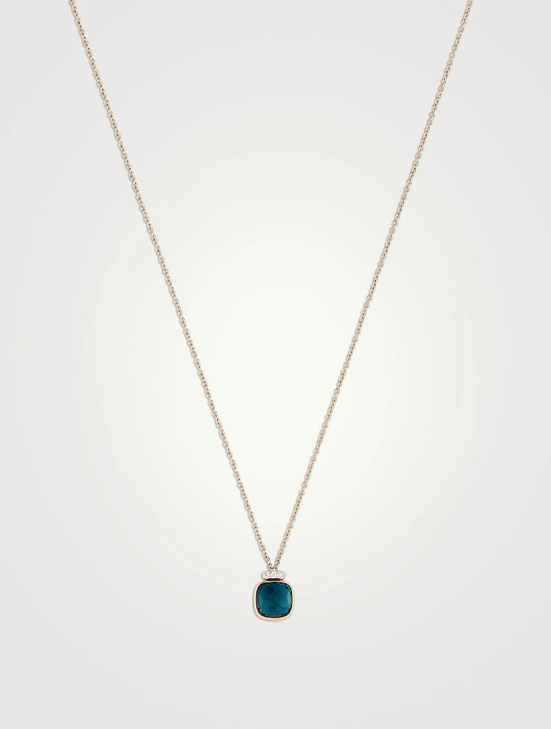 Nudo Mini 18K Rose Gold And White Gold Pendant Necklace With London Blue Topaz And Diamonds