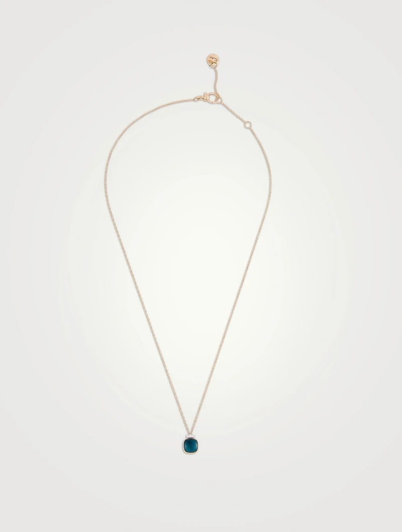 Nudo Mini 18K Rose Gold And White Gold Pendant Necklace With London Blue Topaz And Diamonds