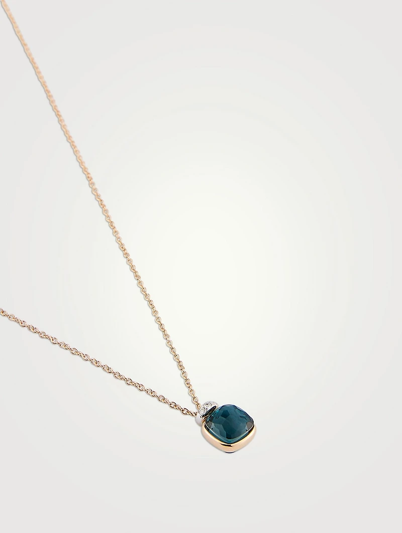 Nudo Mini 18K Rose Gold And White Gold Pendant Necklace With London Blue Topaz And Diamonds