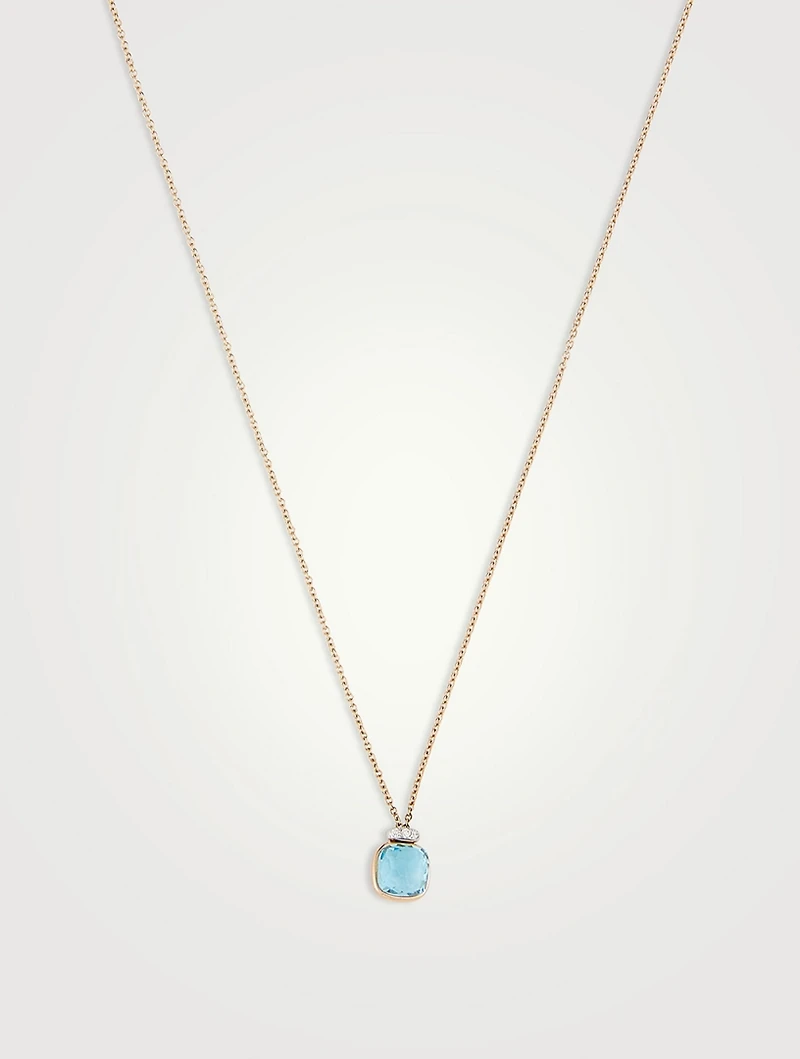 Nudo Mini 18K Rose Gold And White Gold Pendant Necklace With Sky Blue Topaz And Diamonds