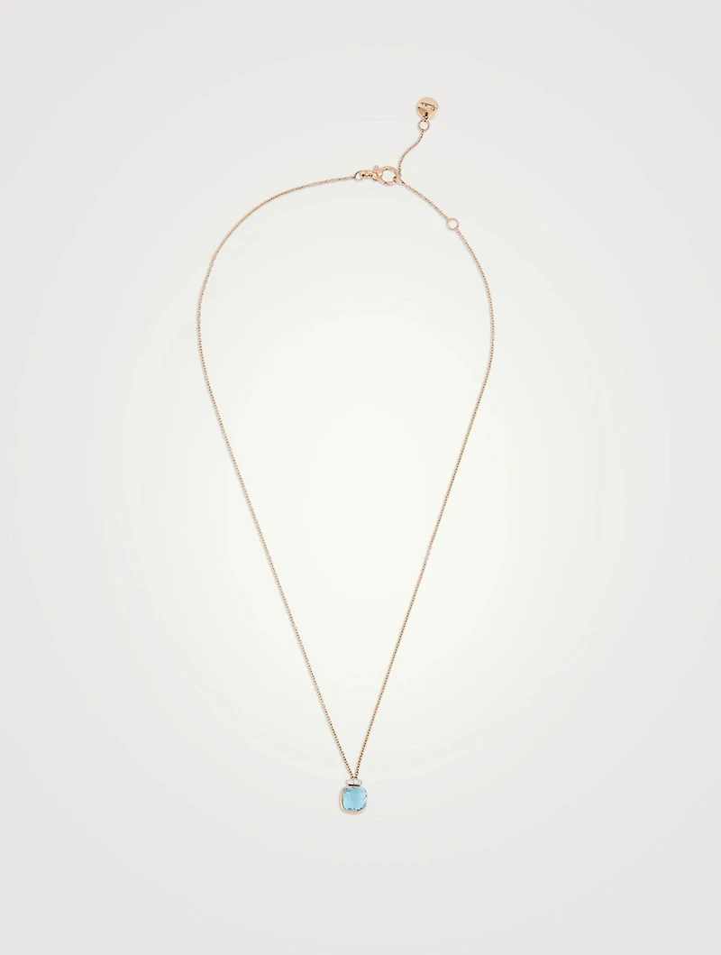 Nudo Mini 18K Rose Gold And White Gold Pendant Necklace With Sky Blue Topaz And Diamonds