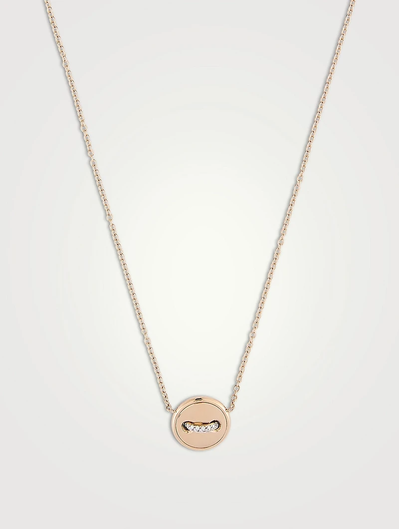 Pom Pom Dot 18K Rose Gold Reversible Pendant Necklace With Turquoise And Diamonds