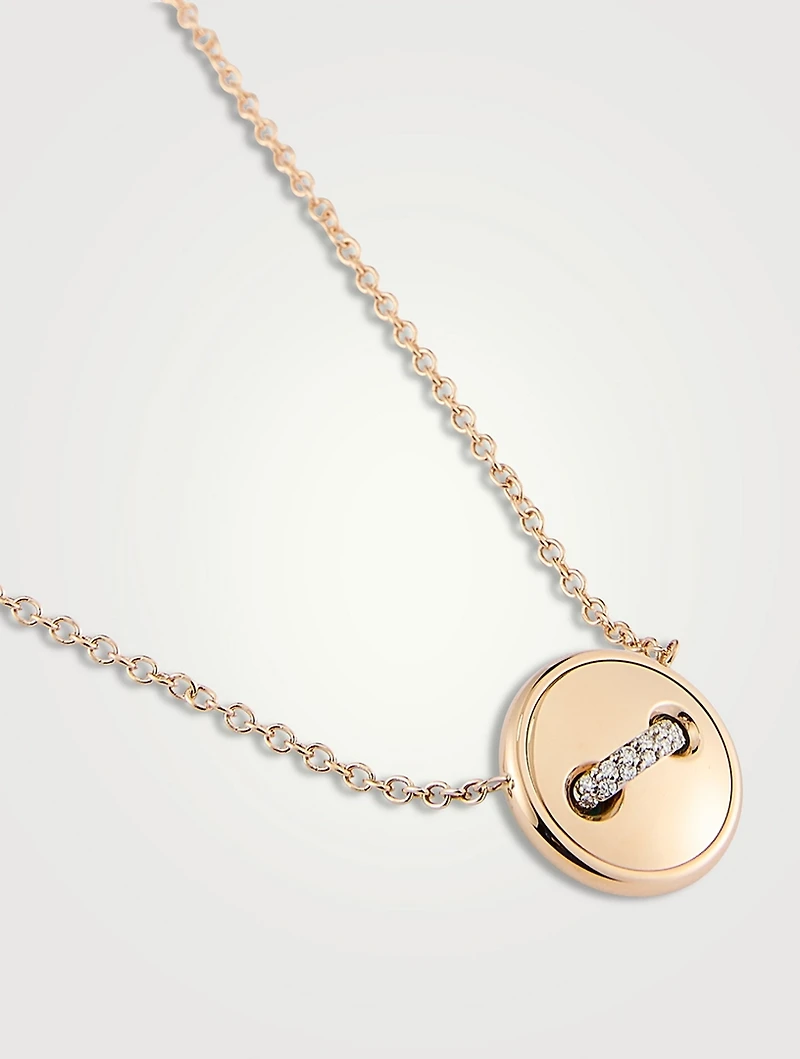 Pom Pom Dot 18K Rose Gold Reversible Pendant Necklace With Turquoise And Diamonds