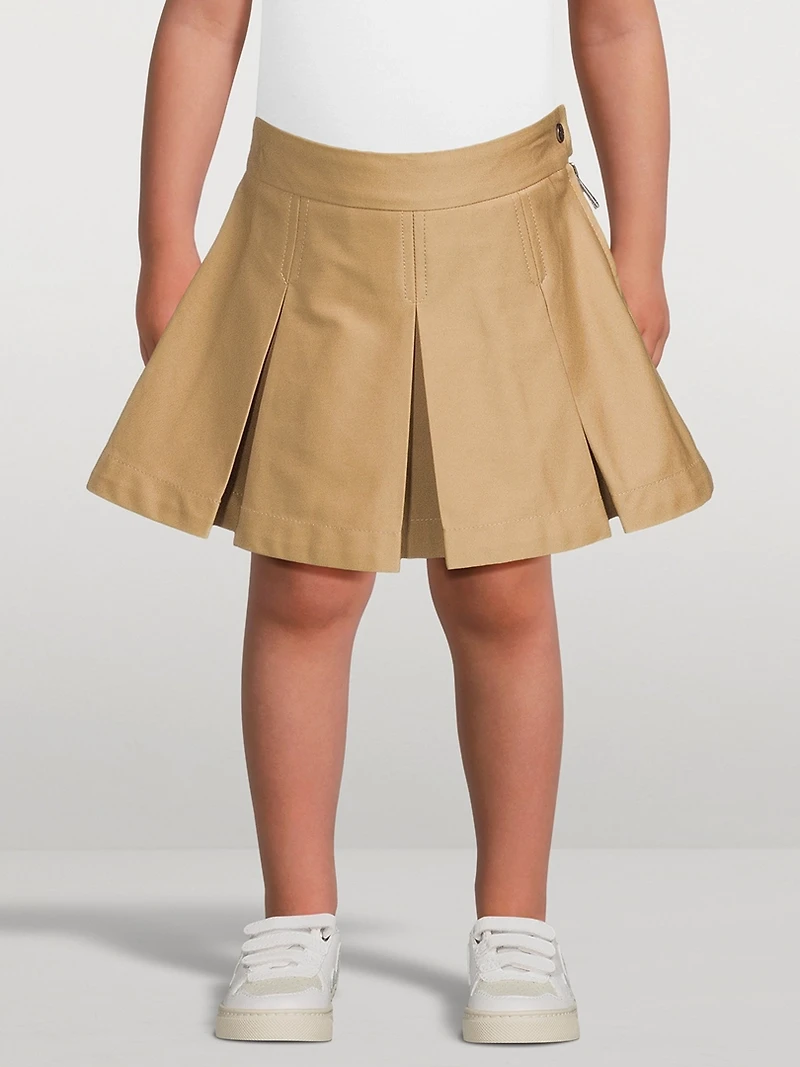 Pleated Cotton Gabardine Skirt