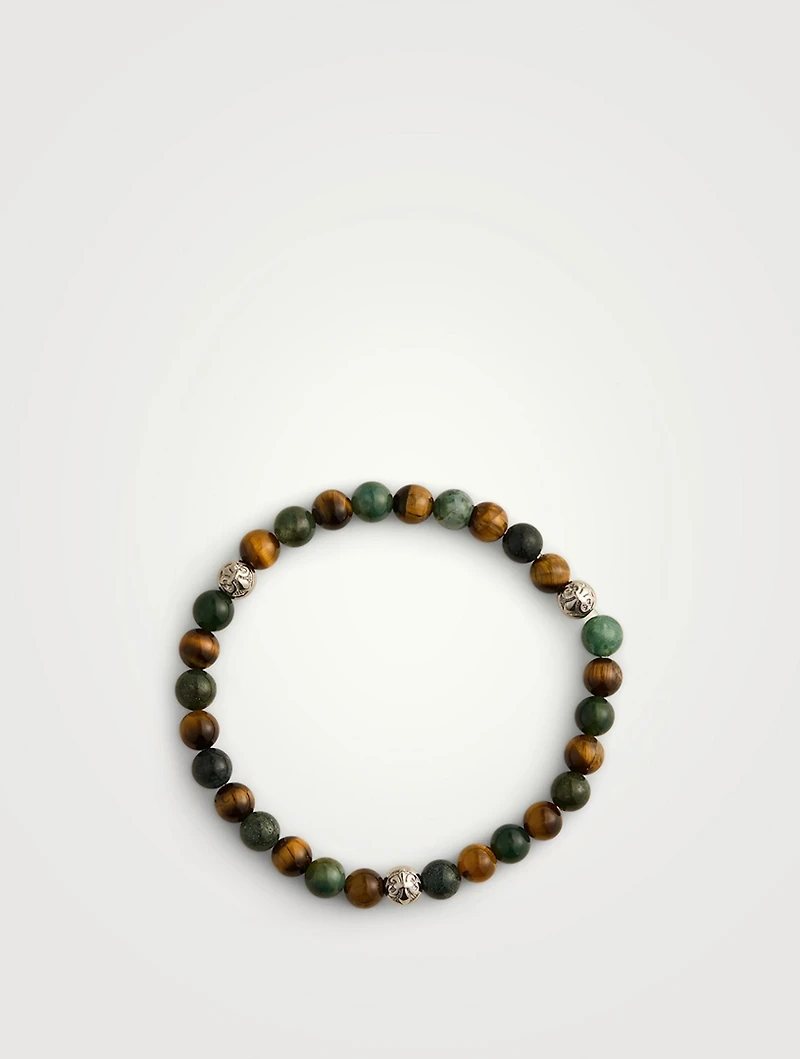 Tiger Eye And Aquatic Agate Beaded Bracelet