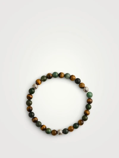 Tiger Eye And Aquatic Agate Beaded Bracelet