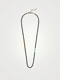 Faceted Dumortierite, Tiger Eye, And Turquoise Beaded Necklace