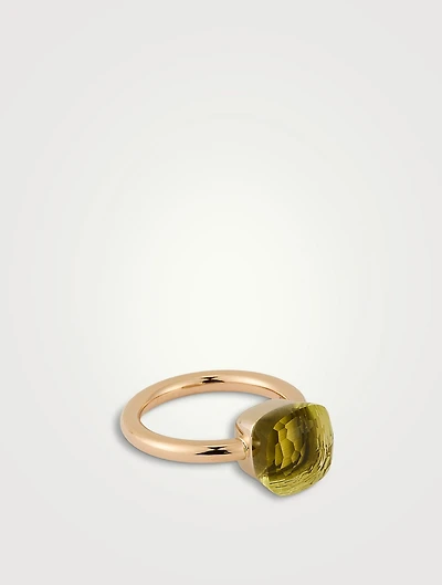 Nudo Classic 18K Rose And White Gold Ring With Lemon Quartz