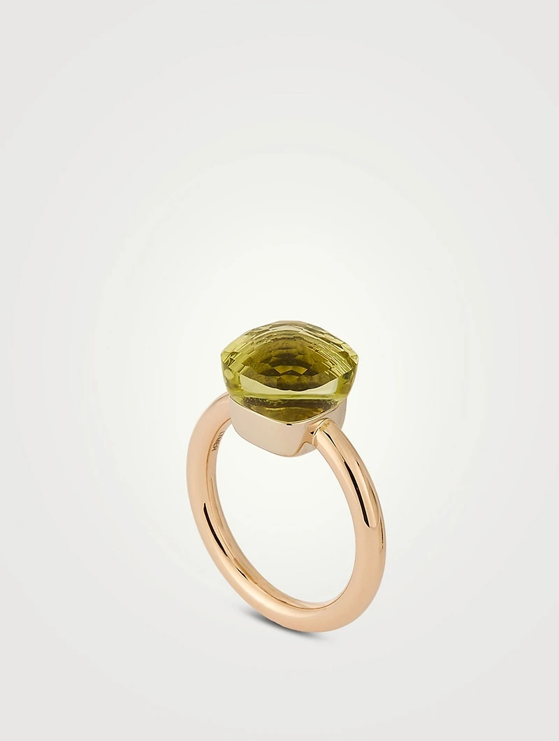 Nudo Classic 18K Rose And White Gold Ring With Lemon Quartz