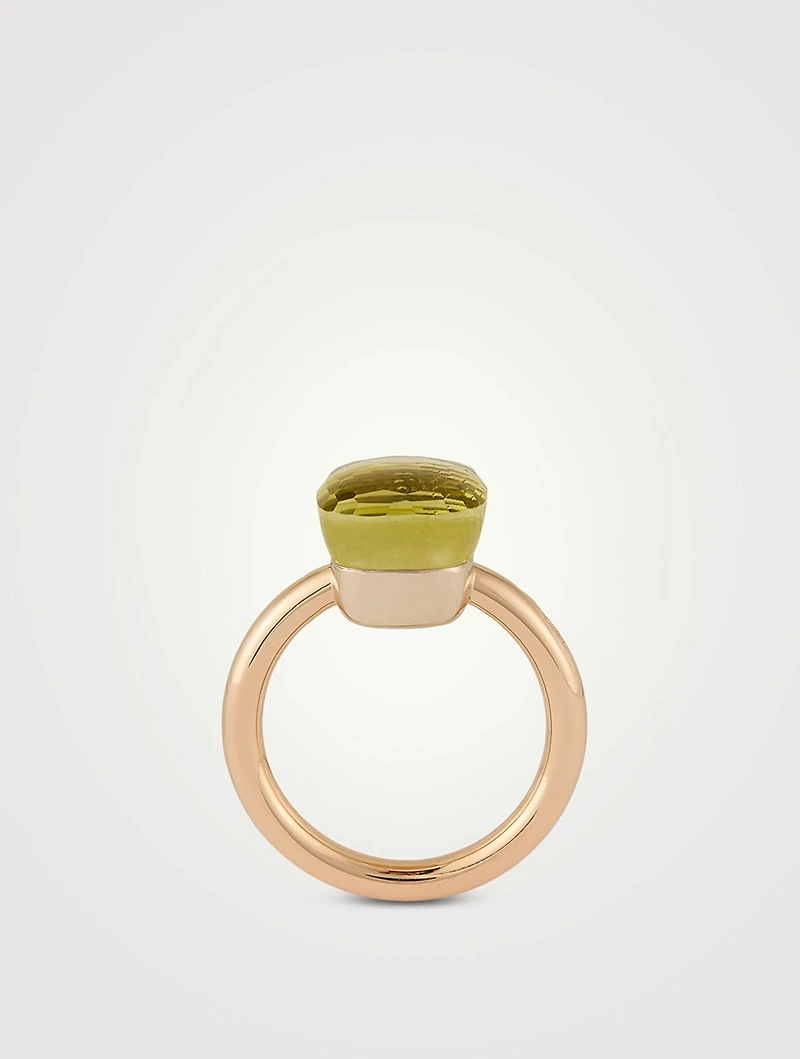 Nudo Classic 18K Rose And White Gold Ring With Lemon Quartz