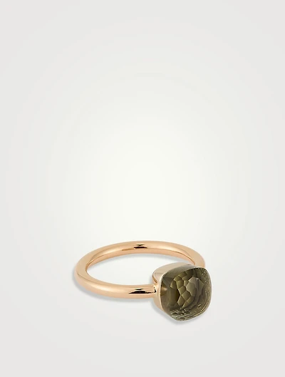 Nudo Petit 18K Rose And White Gold Ring With Prasiolite