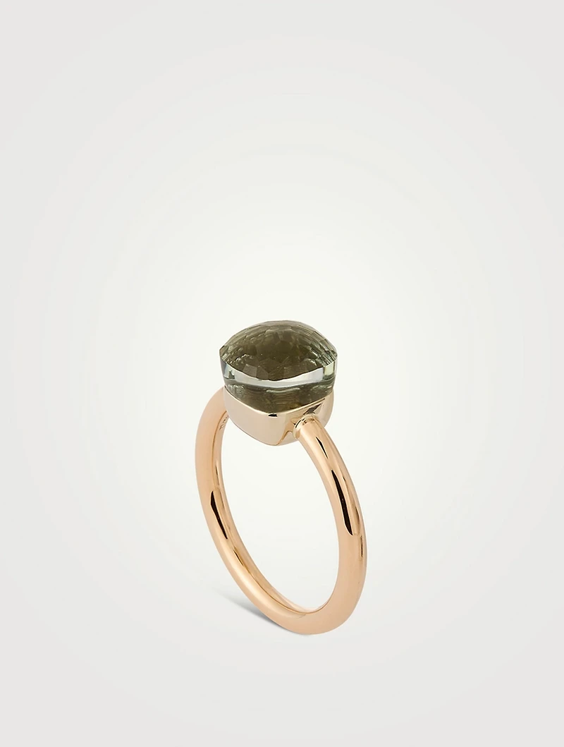 Nudo Petit 18K Rose And White Gold Ring With Prasiolite