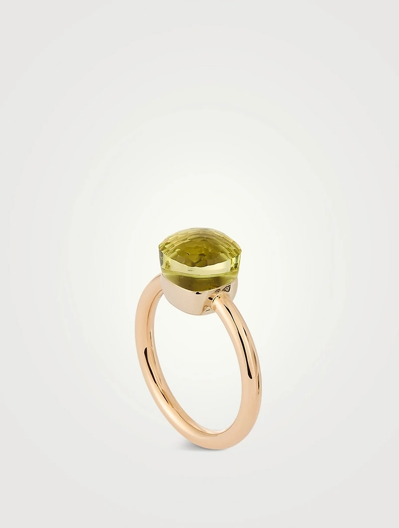 Nudo Petit 18K Rose And White Gold Ring With Lemon Quartz