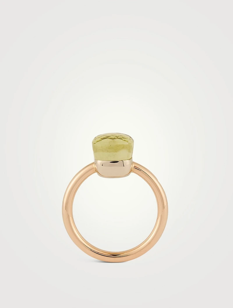 Nudo Petit 18K Rose And White Gold Ring With Lemon Quartz