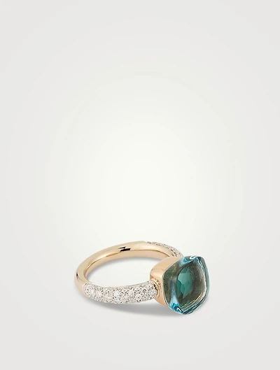 Nudo Classic 18K Rose And White Gold Ring With Blue Topaz Diamonds