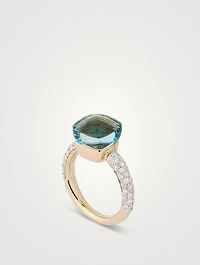 Nudo Classic 18K Rose And White Gold Ring With Blue Topaz Diamonds