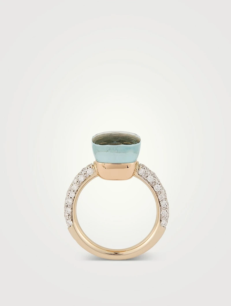 Nudo Classic 18K Rose And White Gold Ring With Blue Topaz Diamonds