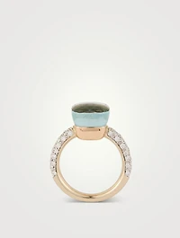 Nudo Classic 18K Rose And White Gold Ring With Blue Topaz Diamonds