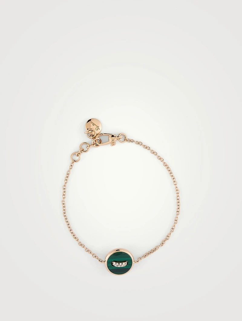 Pom Dot 18K Gold Bracelet With Malachite, Diamonds