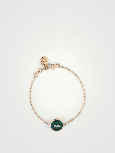 Pom Dot 18K Gold Bracelet With Malachite, Diamonds