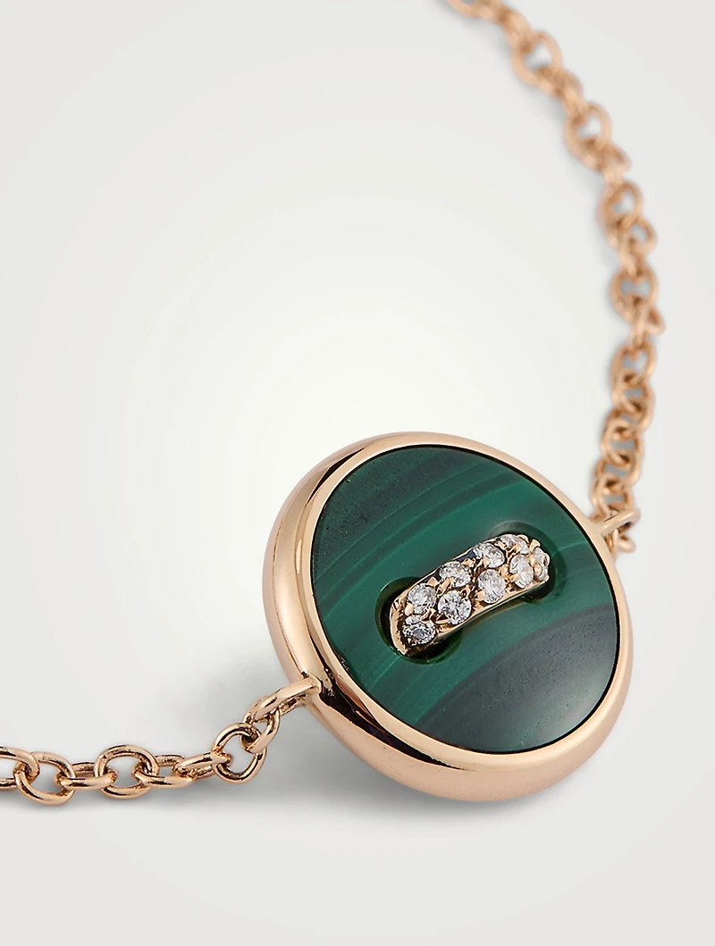 Pom Dot 18K Gold Bracelet With Malachite, Diamonds
