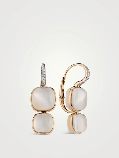 Nudo 18K Rose Gold Earrings With White Topaz, Mother-Of-Pearl, And Diamonds
