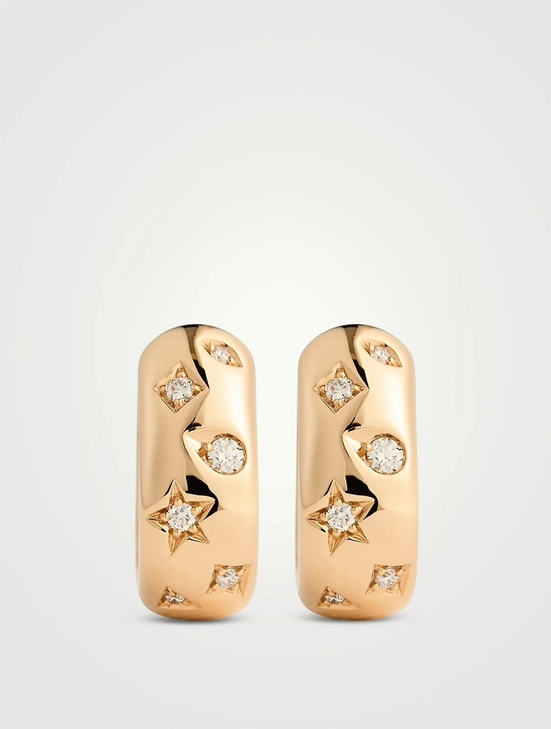 Iconica 18K Rose Gold Huggie Hoop Earrings With Diamonds