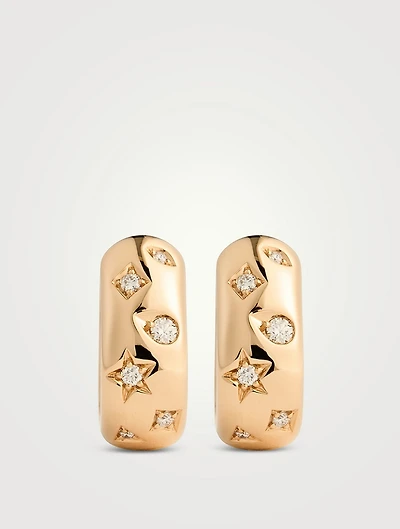 Iconica 18K Rose Gold Huggie Hoop Earrings With Diamonds