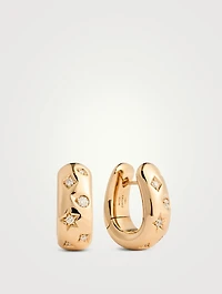 Iconica 18K Rose Gold Huggie Hoop Earrings With Diamonds