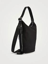 Small Flex Loop Canvas And Suede Bucket Bag