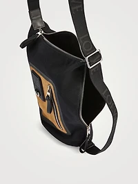 Small Flex Loop Canvas And Suede Bucket Bag