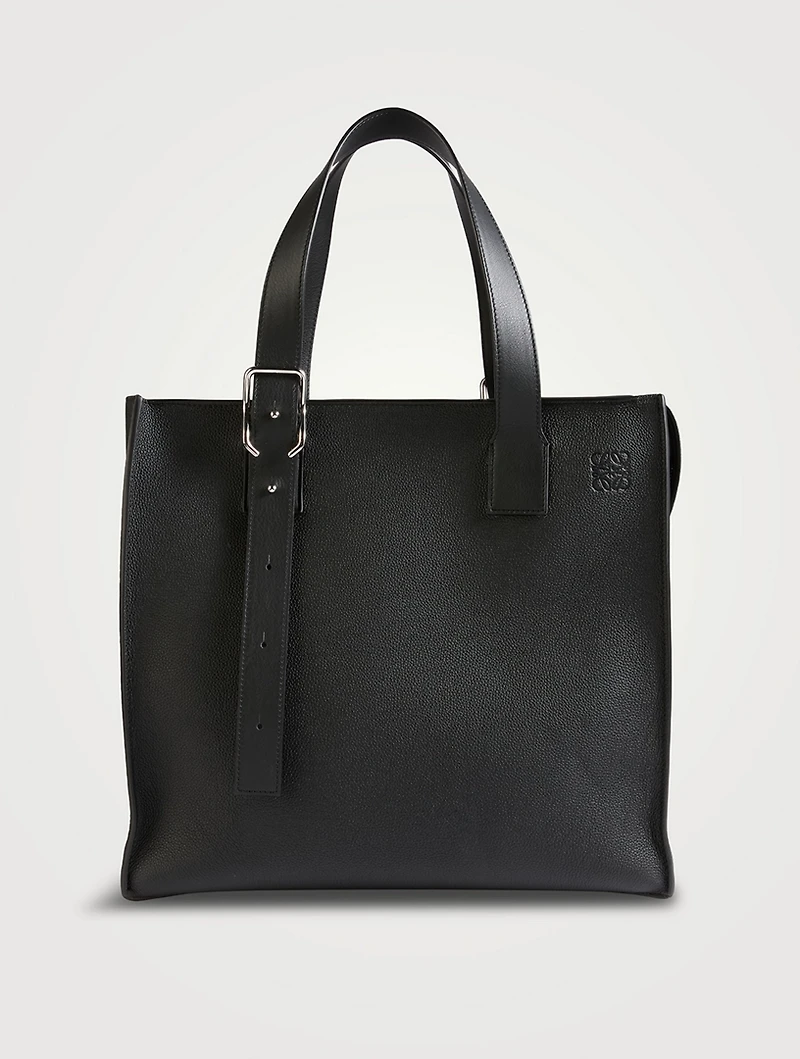 Buckle Leather Zip Tote