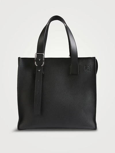 Buckle Leather Zip Tote