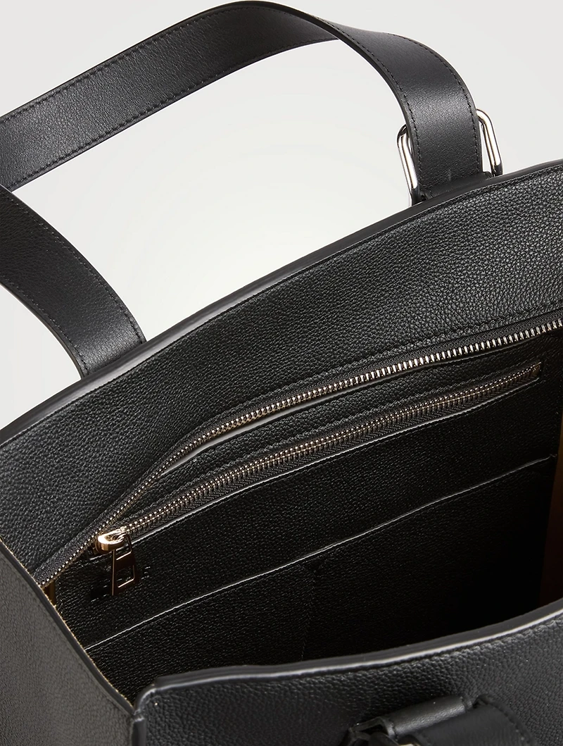 Buckle Leather Zip Tote