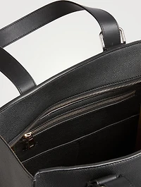 Buckle Leather Zip Tote