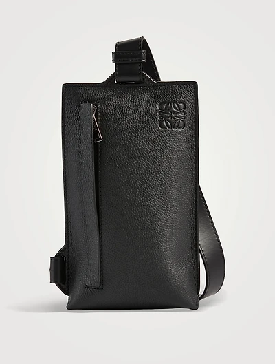 Vertical T Soft Grained Leather Pocket Bag