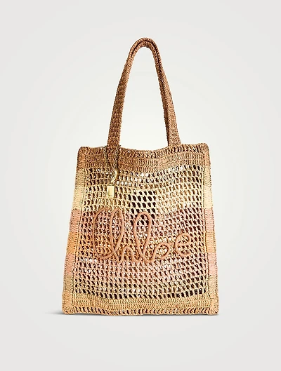Summer Banana Raffia Tote Bag