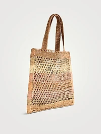 Summer Banana Raffia Tote Bag
