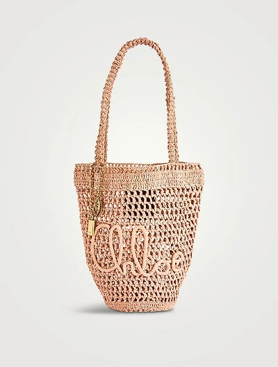 Small Summer Banana Raffia Tote Bag