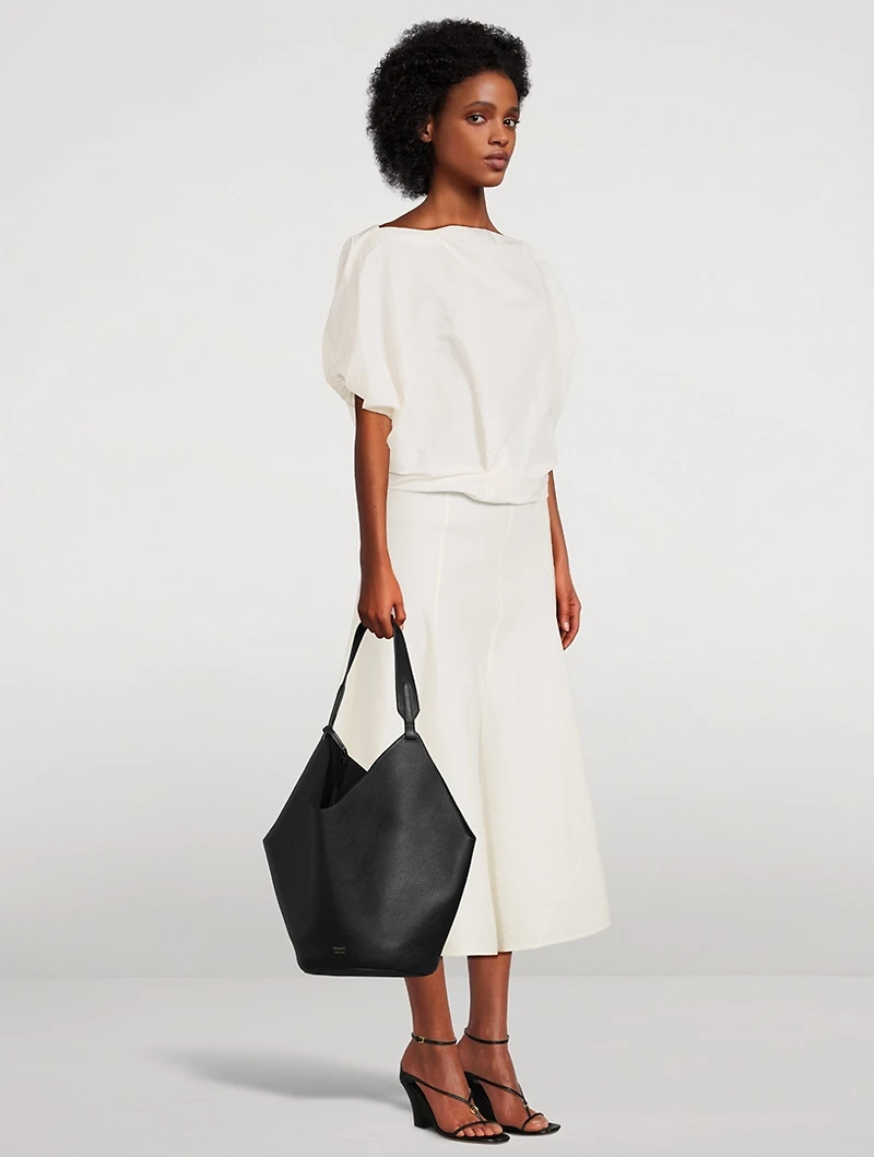 Medium Lotus Leather Tote Bag