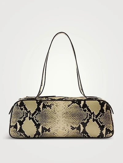 Simona Snakeskin-Embossed Leather Shoulder Bag