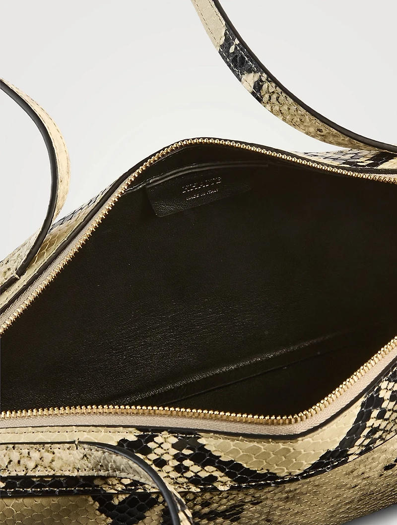 Simona Snakeskin-Embossed Leather Shoulder Bag