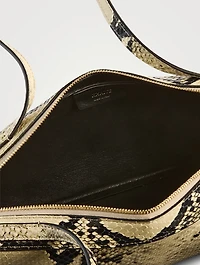 Simona Snakeskin-Embossed Leather Shoulder Bag