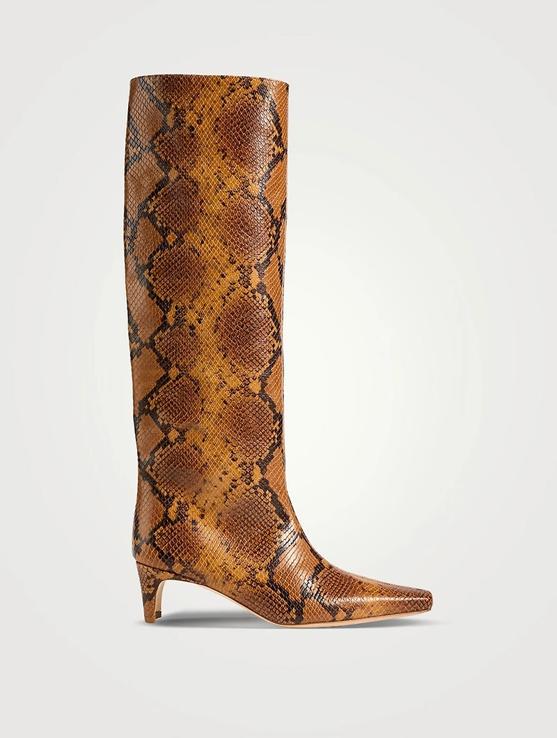 Wally Snakeskin-Embossed Leather Knee-High Boots