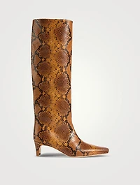 Wally Snakeskin-Embossed Leather Knee-High Boots