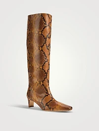 Wally Snakeskin-Embossed Leather Knee-High Boots