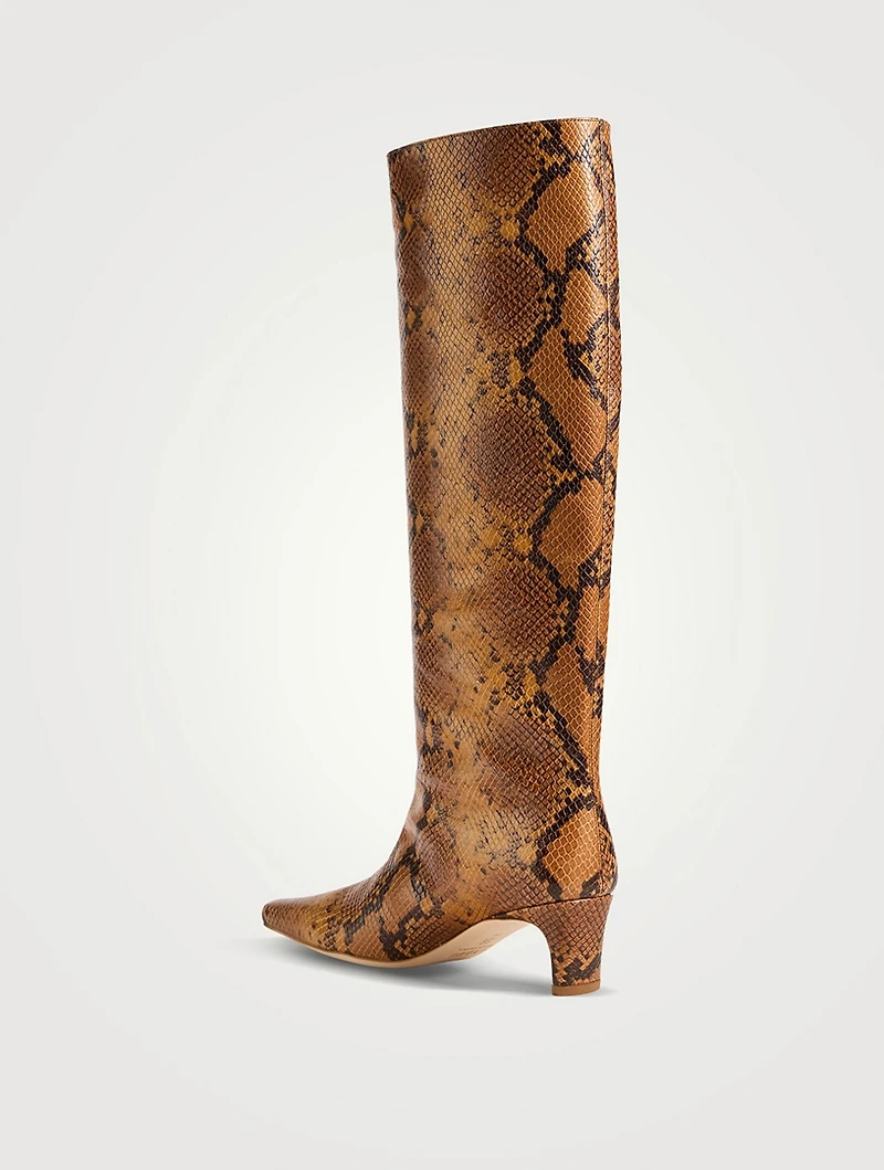 Wally Snakeskin-Embossed Leather Knee-High Boots
