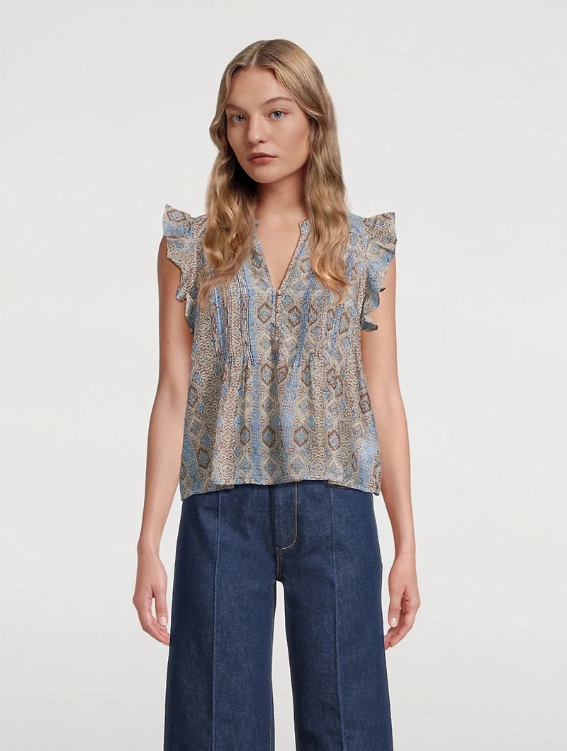 Idris Cotton Silk Blouse Batik Print